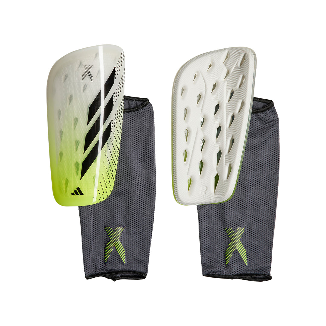 X Speedportal League Shin Guard - White/Black/Lucid Lemon - adidas - NUMBER 10