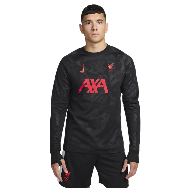Liverpool FC Academy Pro L/S Top 24/25 - Black/Chrome Yellow/Global Red by Nike at NUMBER 10 - Buy Now!