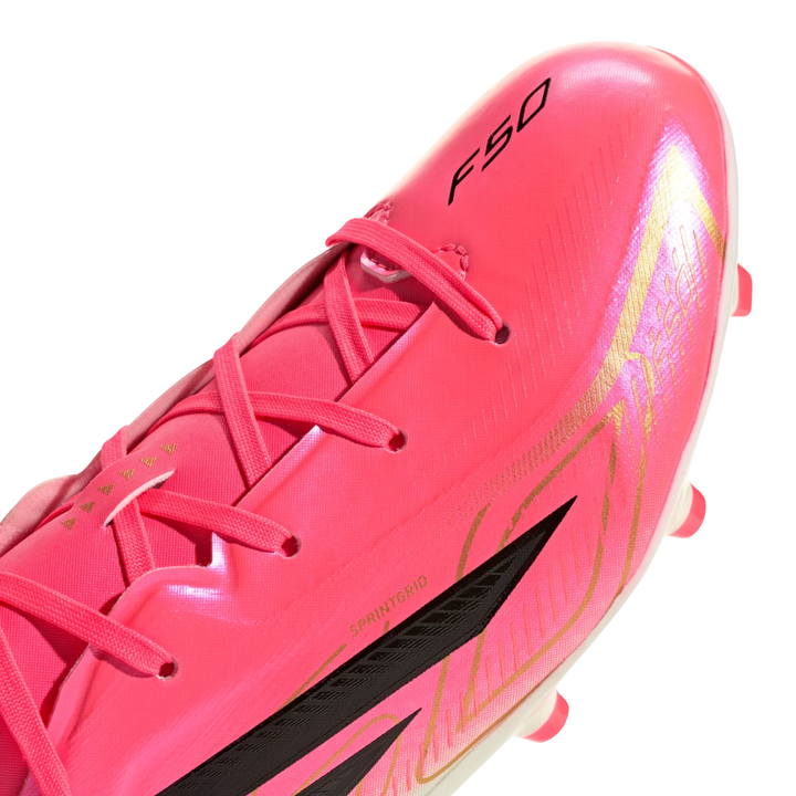 Kids F50 Hyperfast League FG - Solar Turbo / Core Black / Gold Metallic