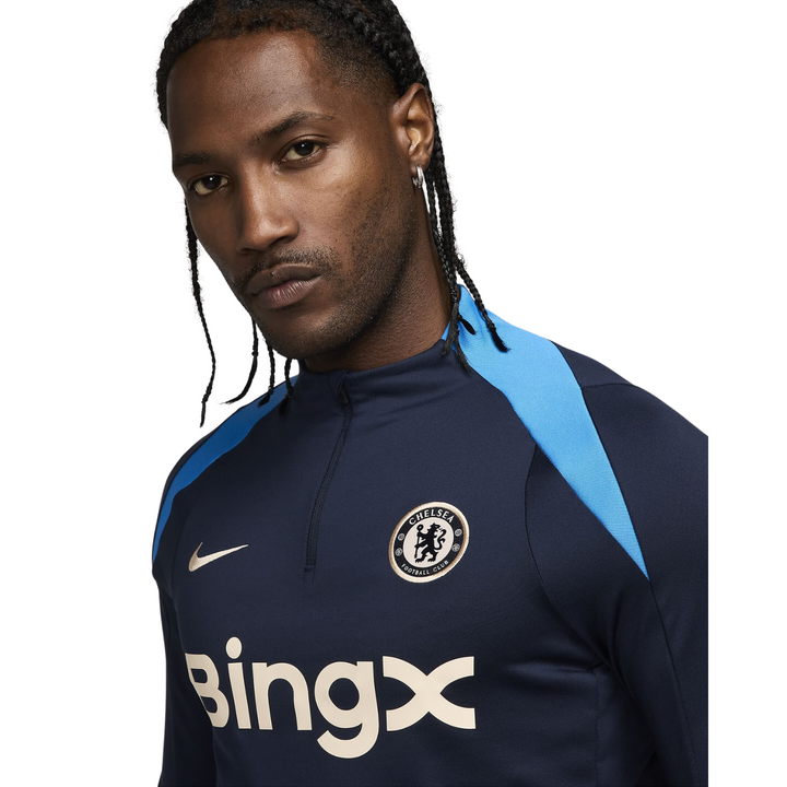 Chelsea Strike Drill Top 24/25 - Obsidian/Obsidian/Light Photo Blue/Guava Ice by Nike at NUMBER 10 - Buy Now!