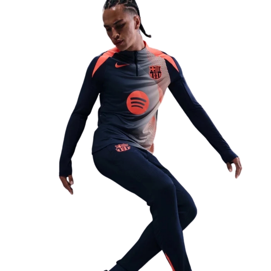 FC Barcelona Pre-match Drill Top 25/26 - Midnight Navy/Bright Mango by Nike at NUMBER 10 - Buy Now!