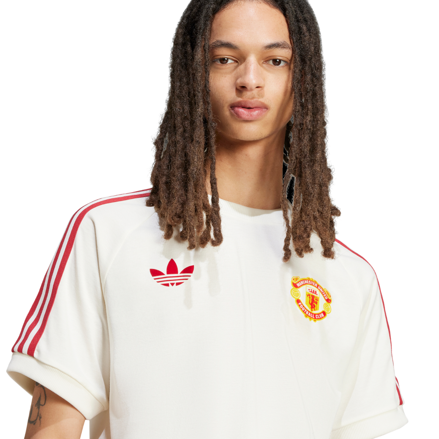 Number 10 Store Manchester United Adicolor Classics 3-Stripes T-Shirt 24/25 - Off Whit ...