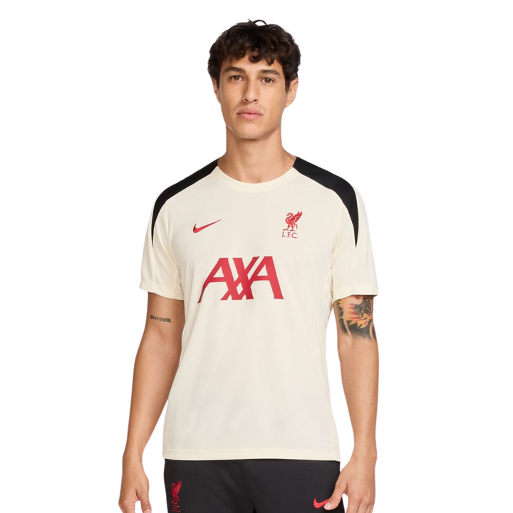 Liverpool FC Strike T-Shirt 24/25 - Coconut Milk/Black/Red by Nike at NUMBER 10 - Buy Now!