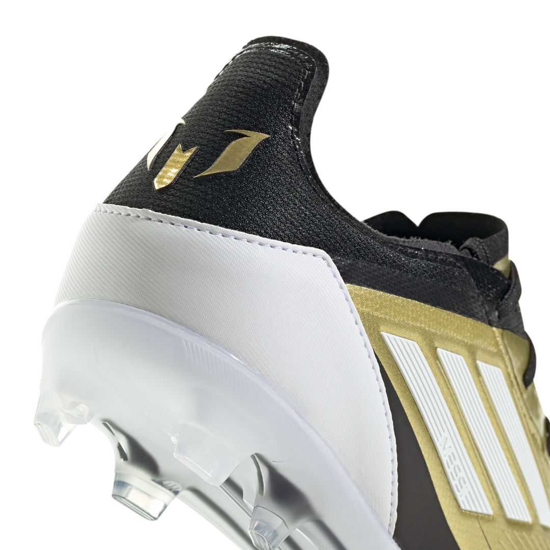 Kids Messi F50 Pro FG - Gold Metallic / Cloud White / Core Black