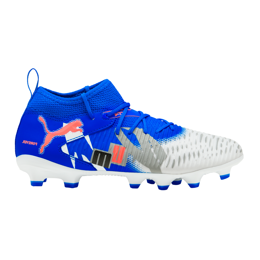 Kids Future 8 Match Forever FG/AG - White/Ultra Blue/Feather Gray/Black/Glowing Red by Puma at NUMBER 10 - Buy Now!