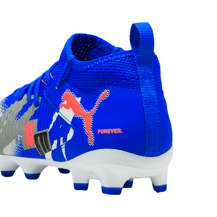 Kids Future 8 Match Forever FG/AG - White/Ultra Blue/Feather Gray/Black/Glowing Red by Puma at NUMBER 10 - Buy Now!