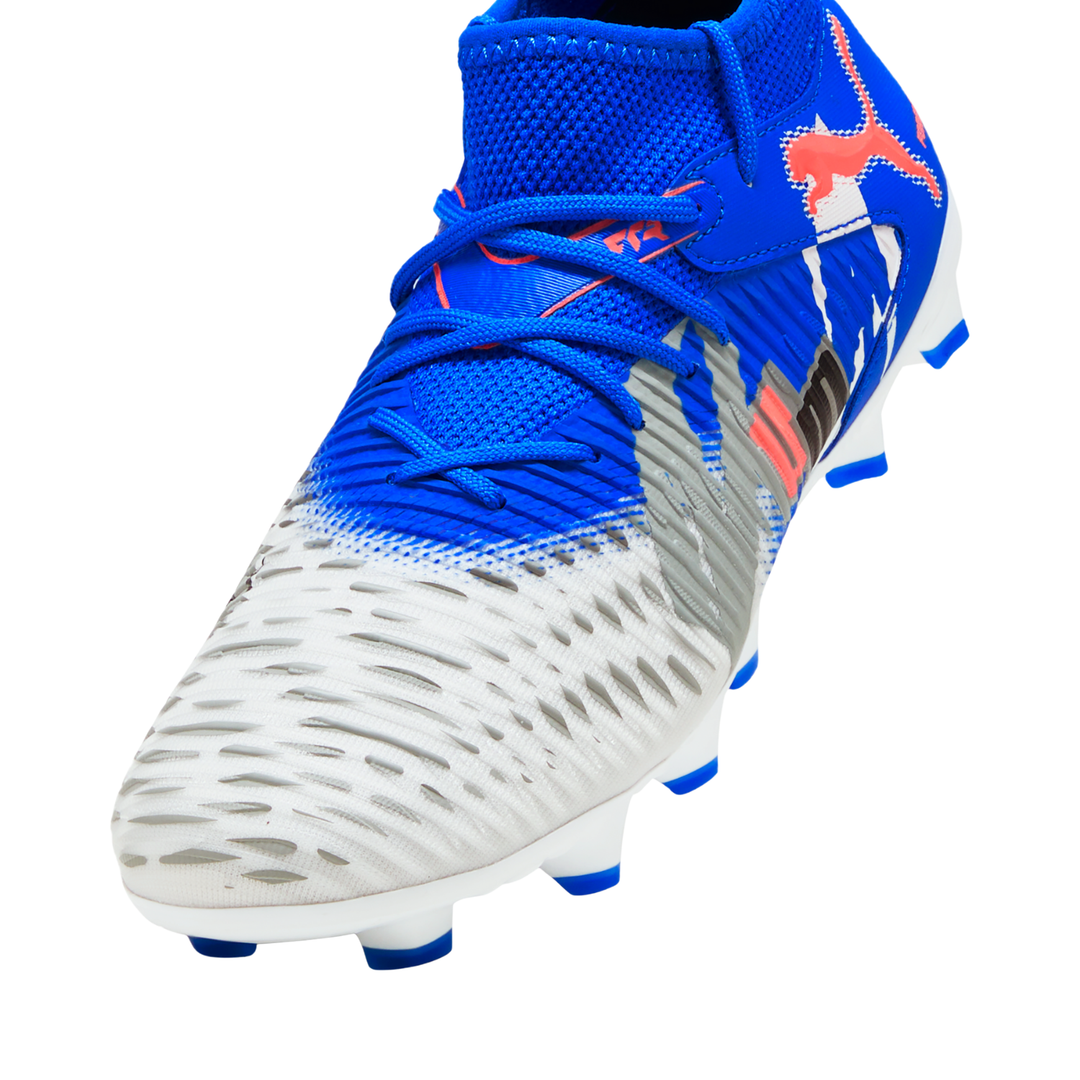 Kids Future 8 Match Forever FG/AG - White/Ultra Blue/Feather Gray/Black/Glowing Red by Puma at NUMBER 10 - Buy Now!