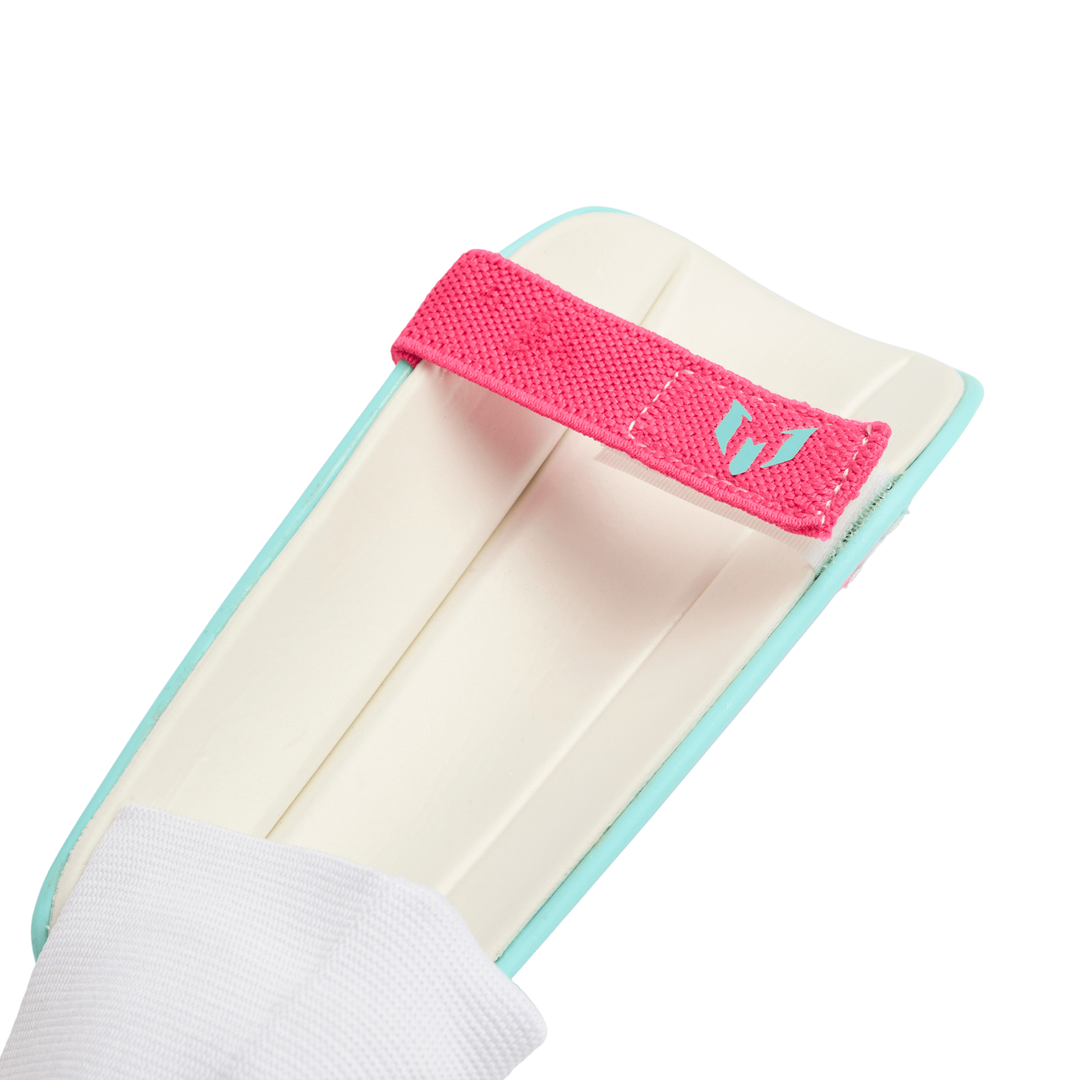 Kids Messi Match Shin Guards - Flash Aqua/Lucid Cyan/Lucid Pink