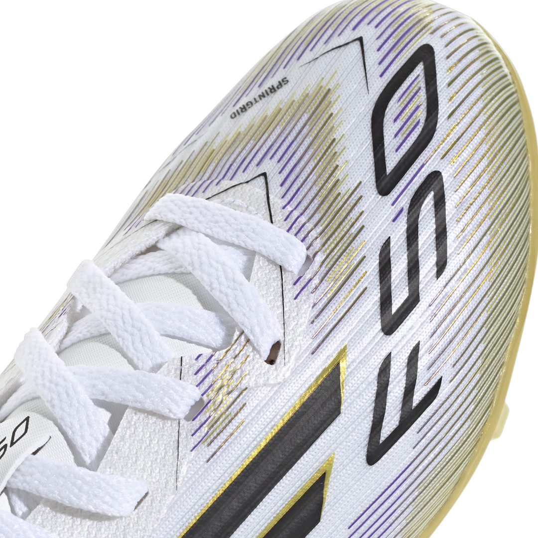 Kids F50 League FG/MG - White/Core Black/Gold Metallic