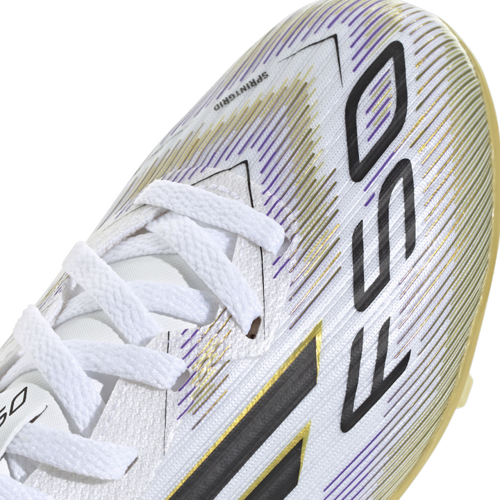 Kids F50 League FG/MG - White/Core Black/Gold Metallic