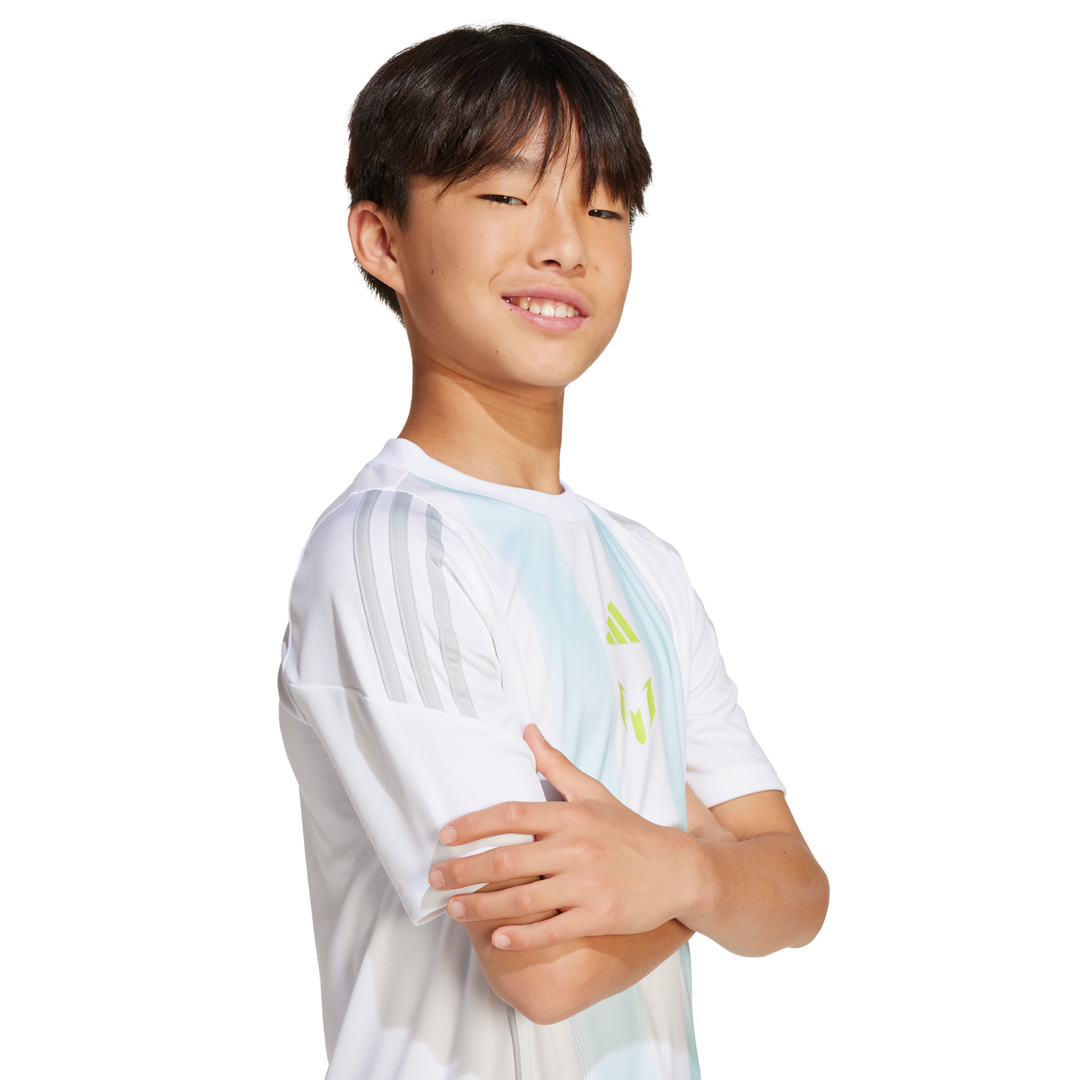 Messi Youth Training Shirt - White/Almost Blue by adidas at NUMBER 10 - Buy Now!