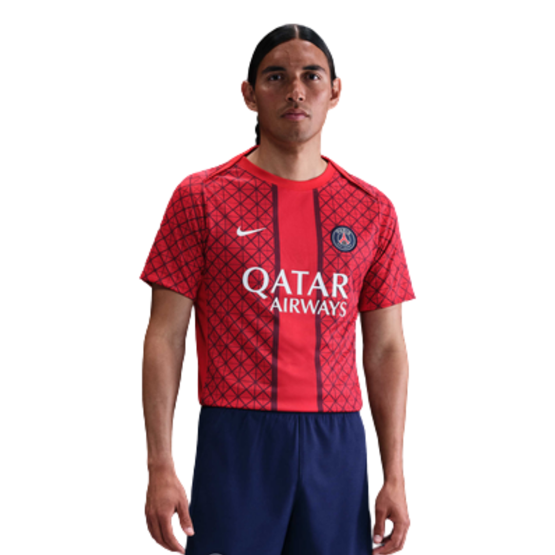 Paris Saint Germain Pre-Match Shirt 25/26 - University Red/Midnight Navy/White by Nike at NUMBER 10 - Buy Now!