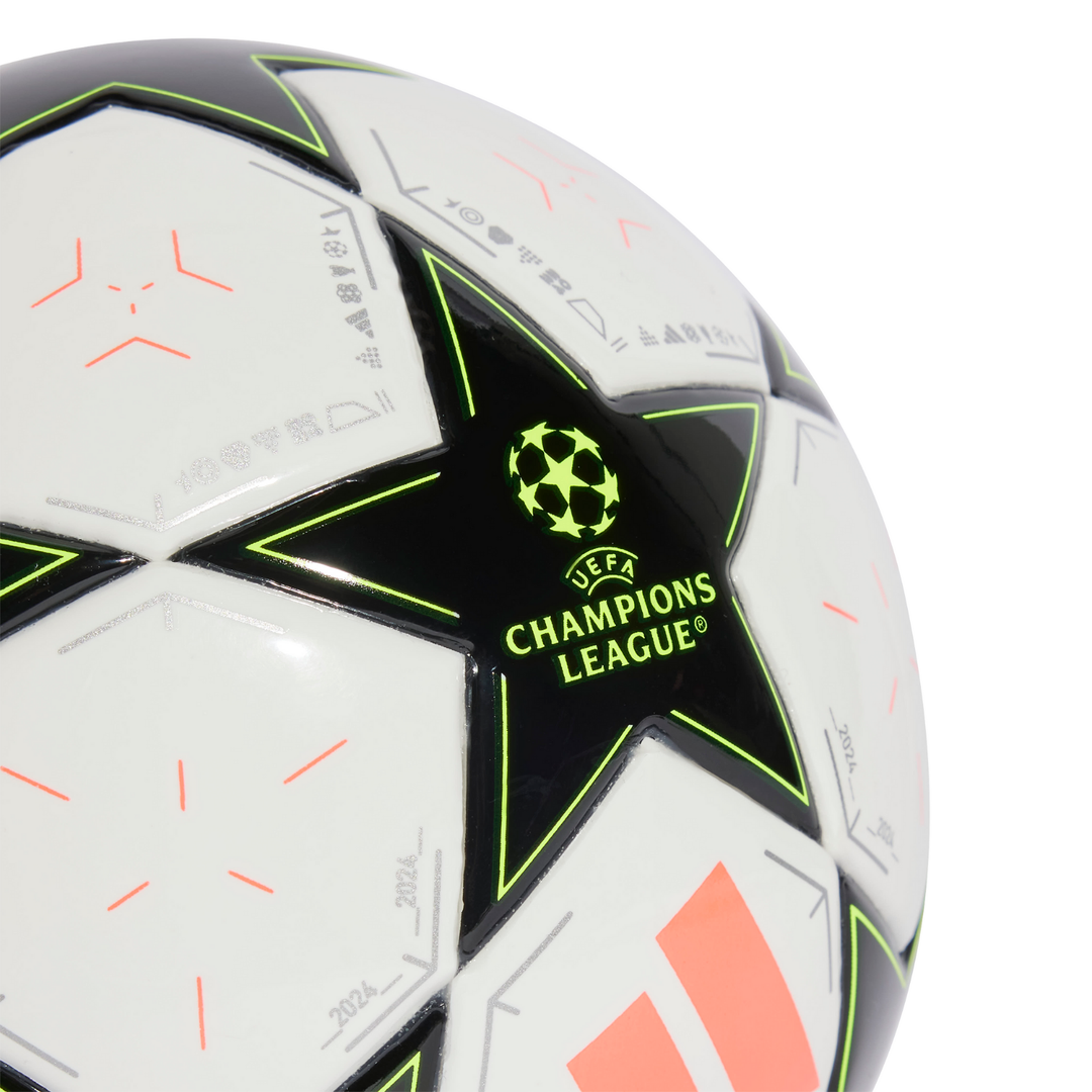 UCL League 24/25 League Phase Ball - White/Black/Platinum Metallic/Team Solar Yellow