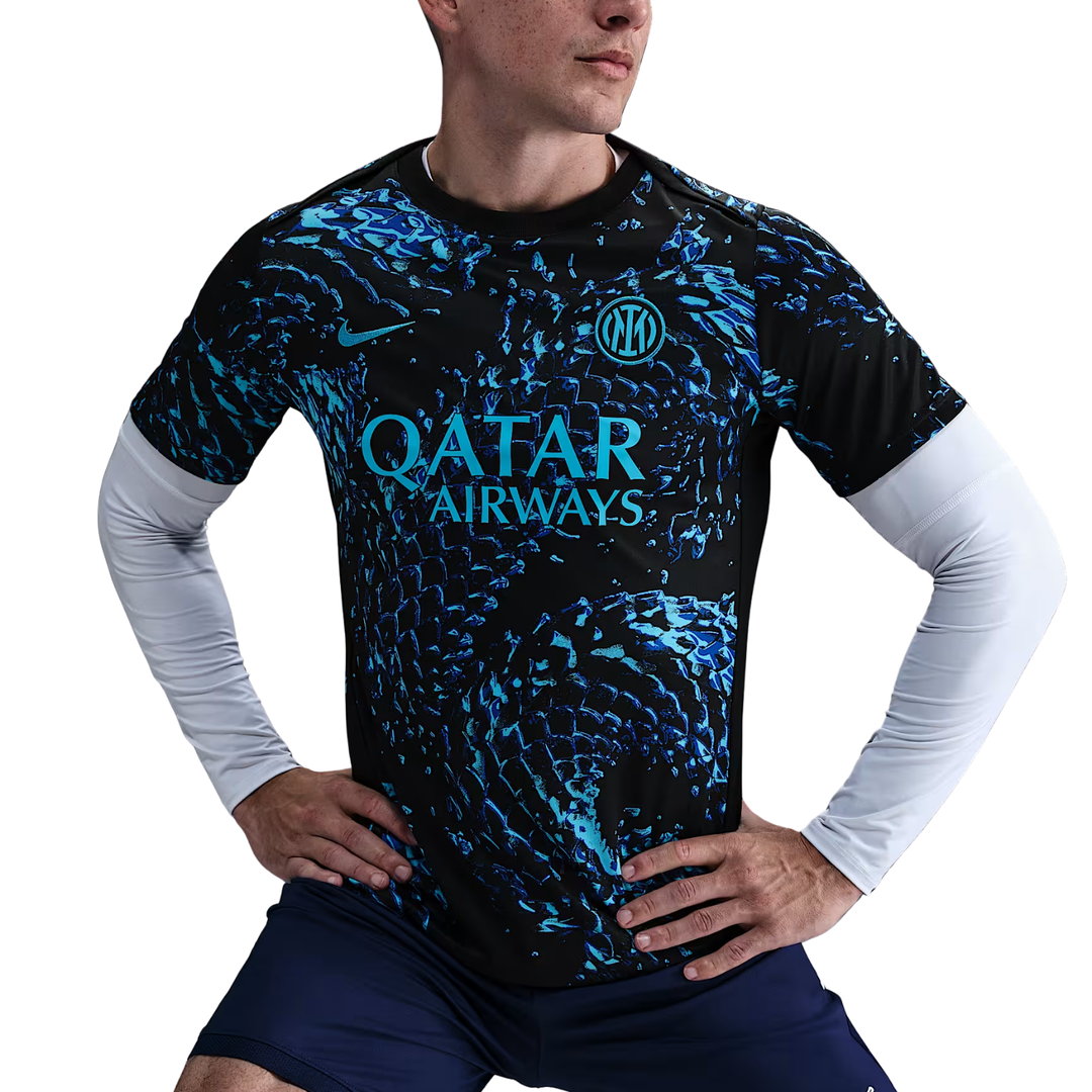 Inter Milan Pre-Match Shirt 25/26 - Chlorine Blue/Black/Chlorine Blue by Nike at NUMBER 10 - Buy Now!