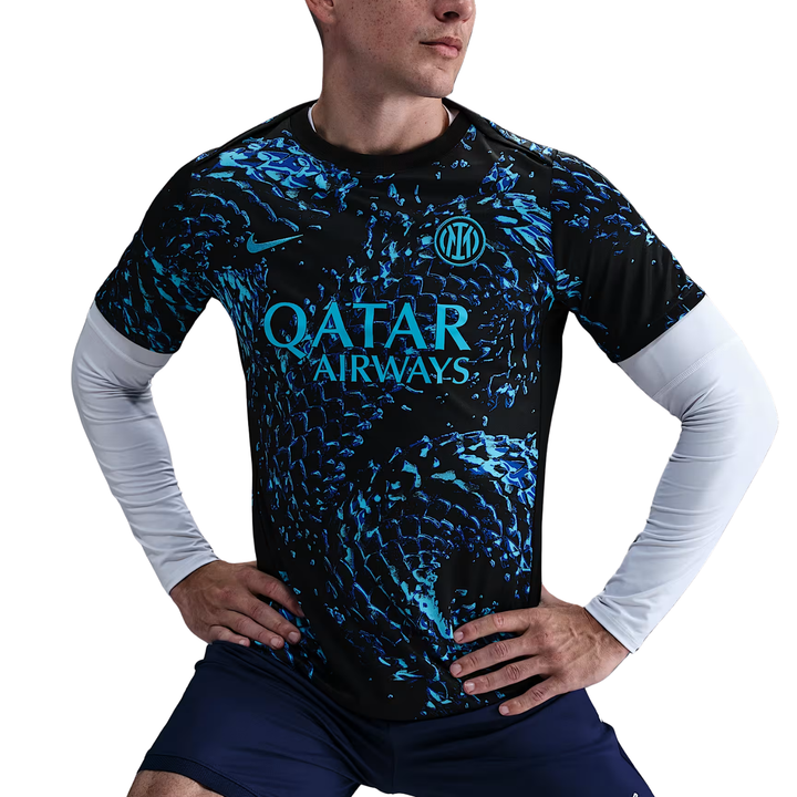 Inter Milan Pre-Match Shirt 25/26 - Chlorine Blue/Black/Chlorine Blue by Nike at NUMBER 10 - Buy Now!