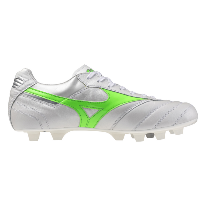 Morelia II Japan FG - White/Green by Mizuno at NUMBER 10 - Buy Now!