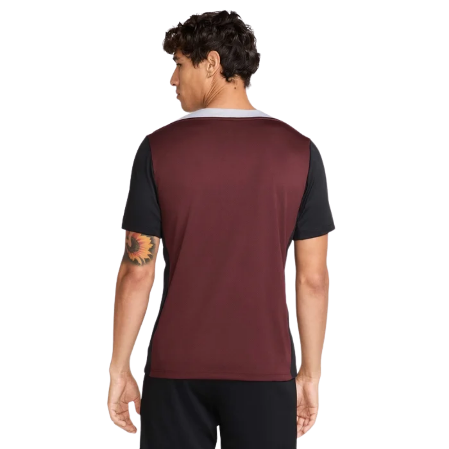 burgundy and black nike shirt