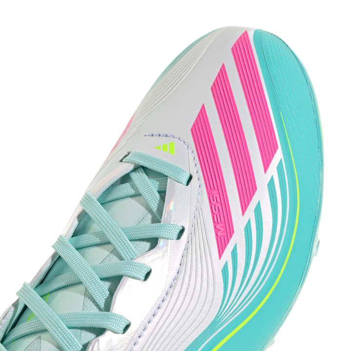 Kids F50 Elite FG ‘Messi’ - Cloud White/Lucid Pink/Flash Aqua by adidas at NUMBER 10 - Buy Now!