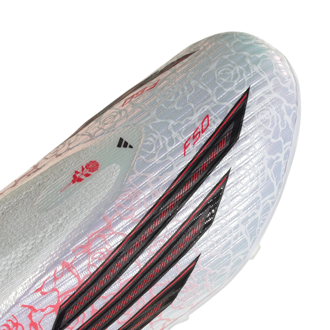 Kids F50 League LL FG/MG ‘LY’ - Footwear White/Core Black/Lucid Red by adidas at NUMBER 10 - Buy Now!