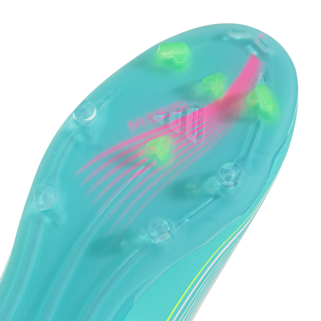 Kids F50 Elite FG ‘Messi’ - Cloud White/Lucid Pink/Flash Aqua by adidas at NUMBER 10 - Buy Now!
