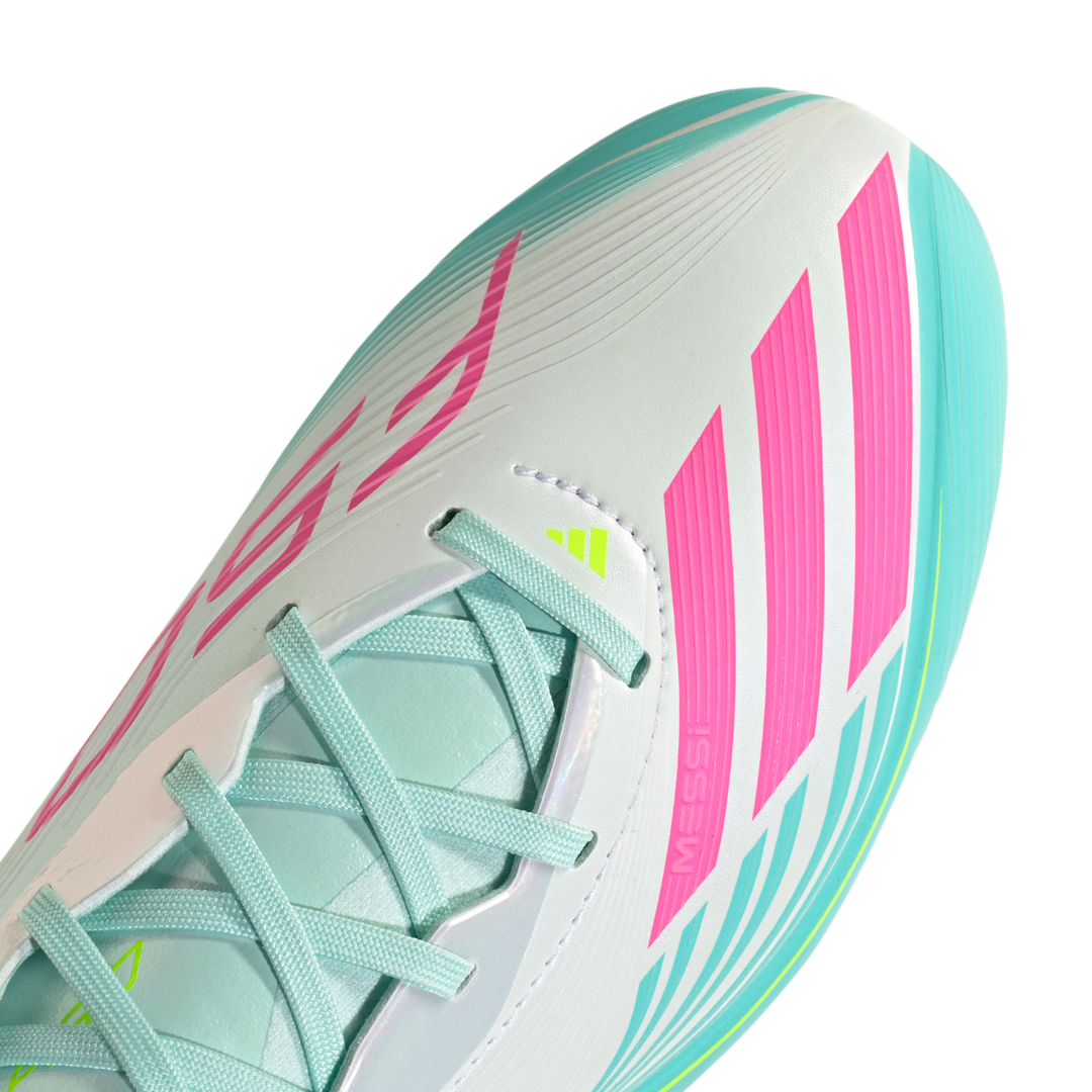 F50 Elite FG ‘Messi’ - Cloud White/Lucid Pink/Flash Aqua by adidas at NUMBER 10 - Buy Now!