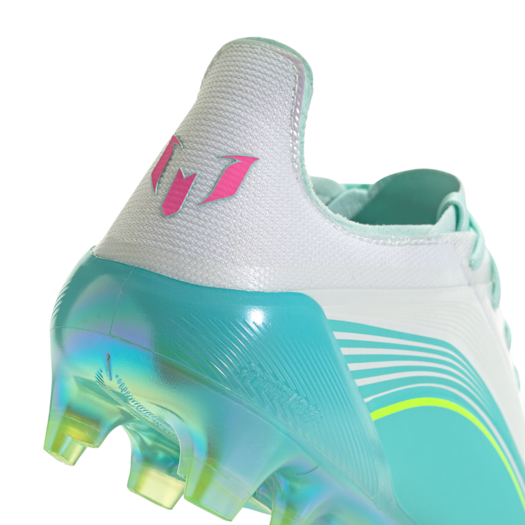 F50 Elite FG ‘Messi’ - Cloud White/Lucid Pink/Flash Aqua by adidas at NUMBER 10 - Buy Now!