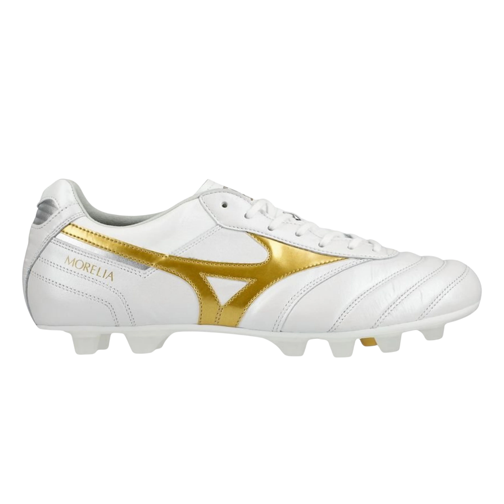 Mizuno Morelia II FG Made In Japan - White/Football Gold/Galaxy Silver by Mizuno at NUMBER 10 - Buy Now!