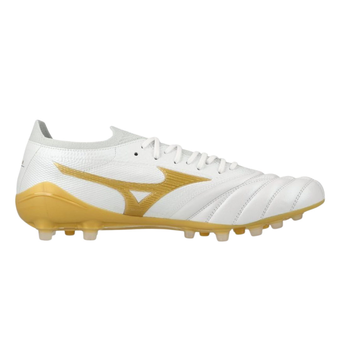 Morelia Neo IV β FG/AG Made in Japan - White/Gold/Cool Gray by Mizuno at NUMBER 10 - Buy Now!