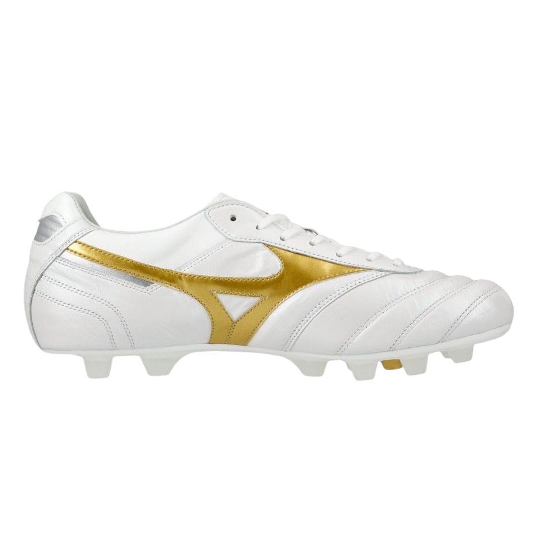 Mizuno Morelia II FG Made In Japan - White/Football Gold/Galaxy Silver by Mizuno at NUMBER 10 - Buy Now!