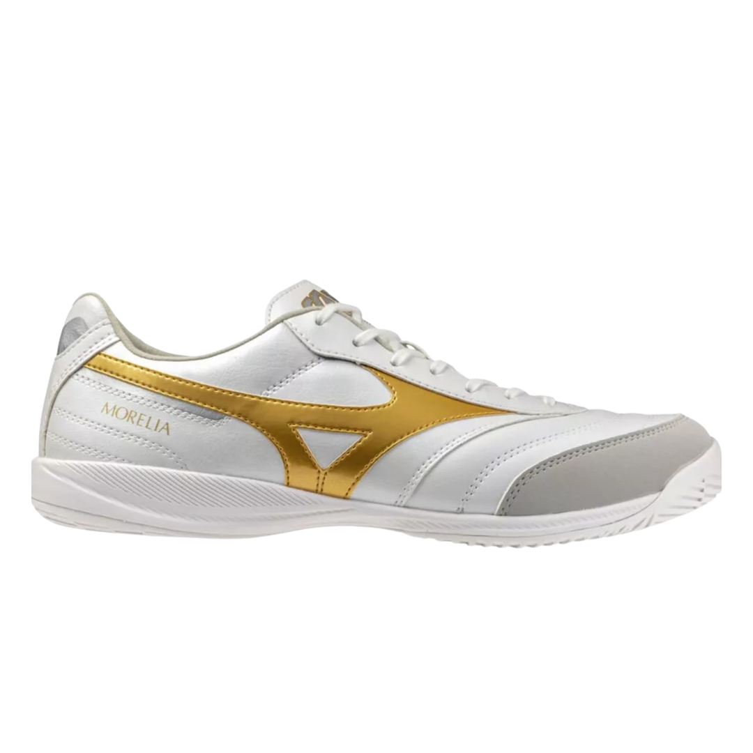 Morelia Sala Pro IC - White/Gold/Silver by Mizuno at NUMBER 10 - Buy Now!