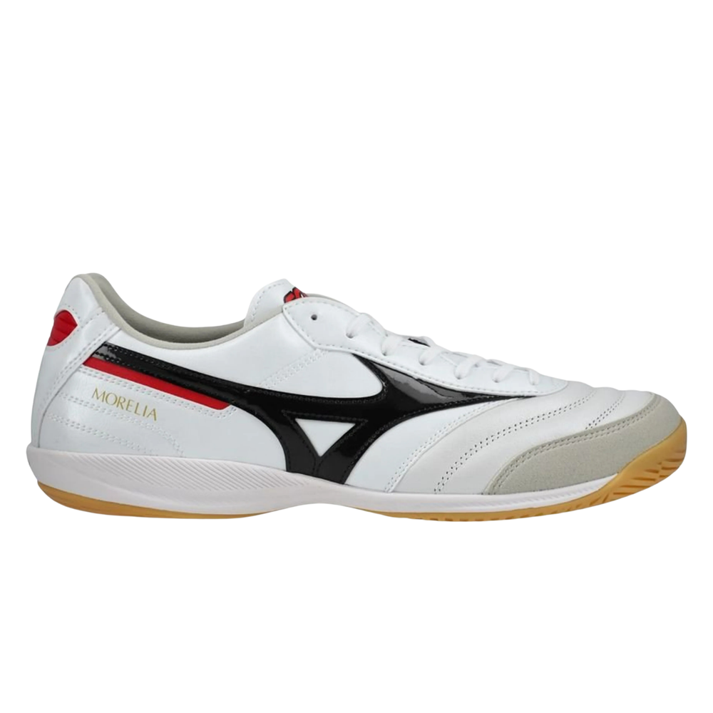 Morelia Sala Elite IC - White/Black/Chinese Red by Mizuno at NUMBER 10 - Buy Now!
