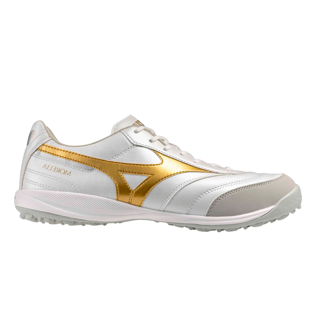 Morelia Sala Pro TF - White/Gold/Silver by Mizuno at NUMBER 10 - Buy Now!