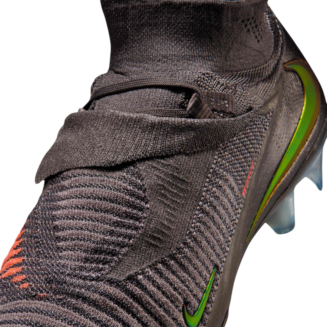 Phantom 6 High Elite FG LV8 - Medium Ash/Black/Gold Amber by Nike at NUMBER 10 - Buy Now!