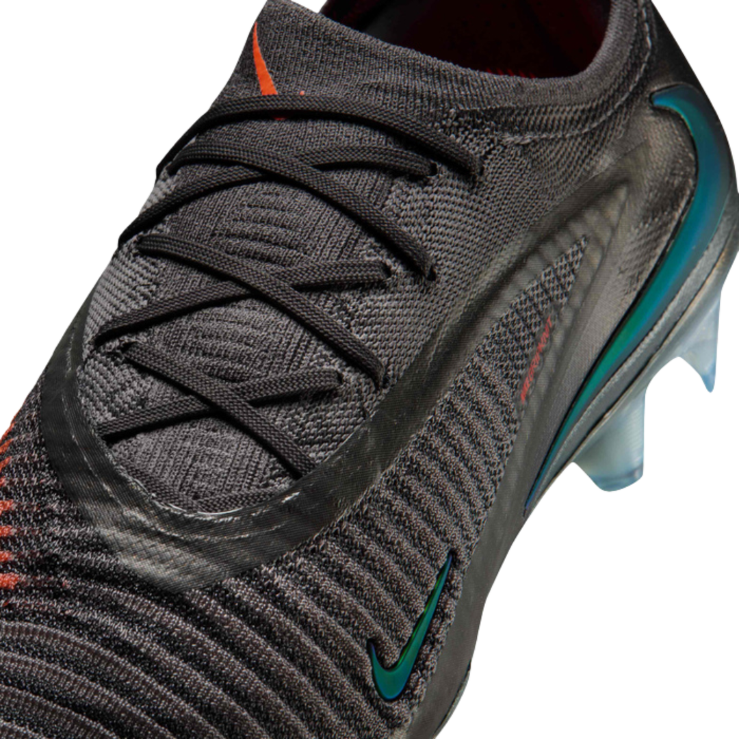 Phantom 6 Low Elite FG LV8 - Medium Ash/Black/Gold Amber by Nike at NUMBER 10 - Buy Now!