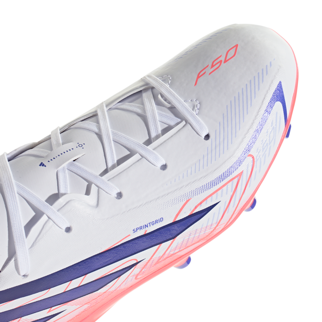 Kids F50 Hyperfast League FG- Footwear White/Solar Purple/Solar Turbo
