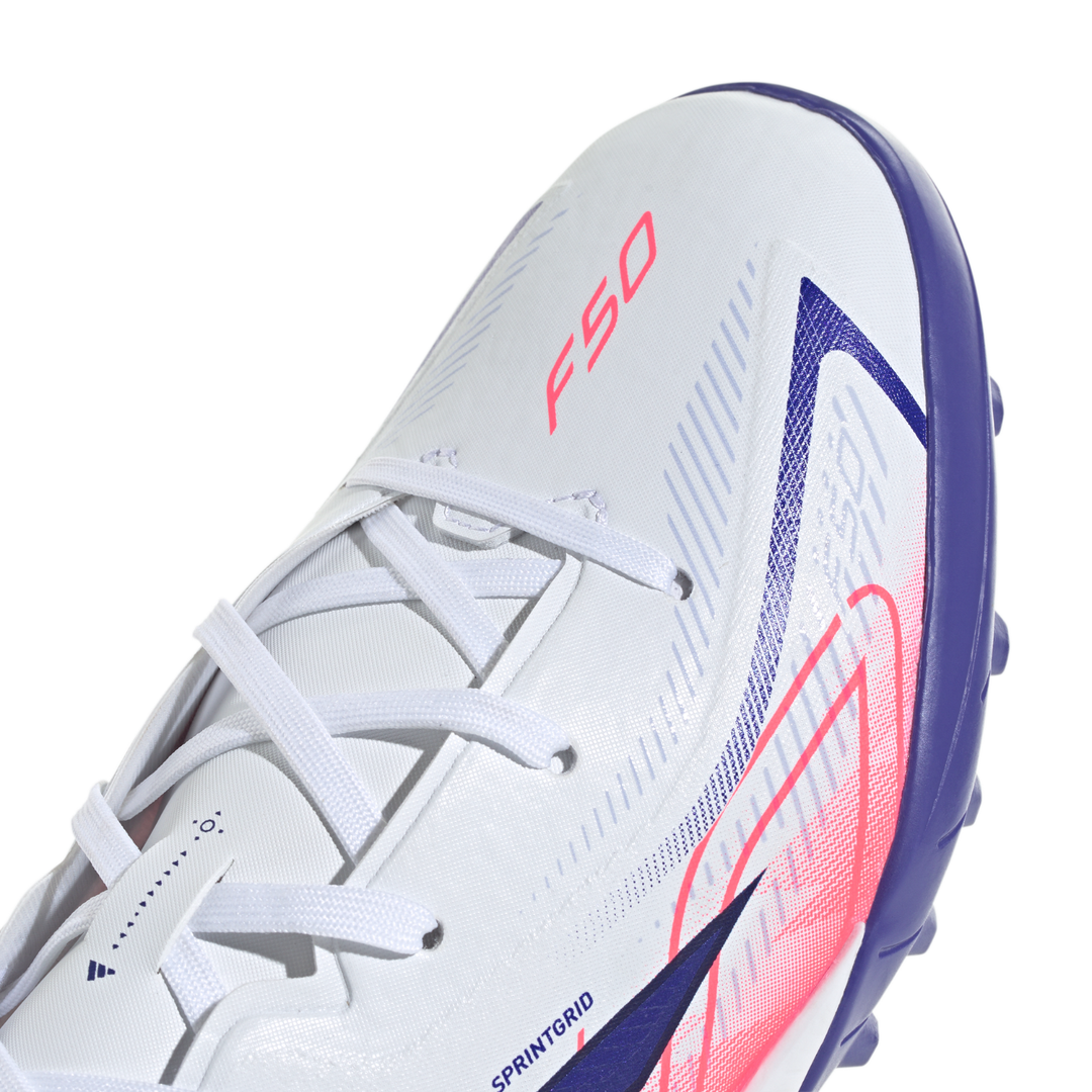 Kids F50 Hyperfast League TF- Footwear White/Solar Purple/Solar Turbo
