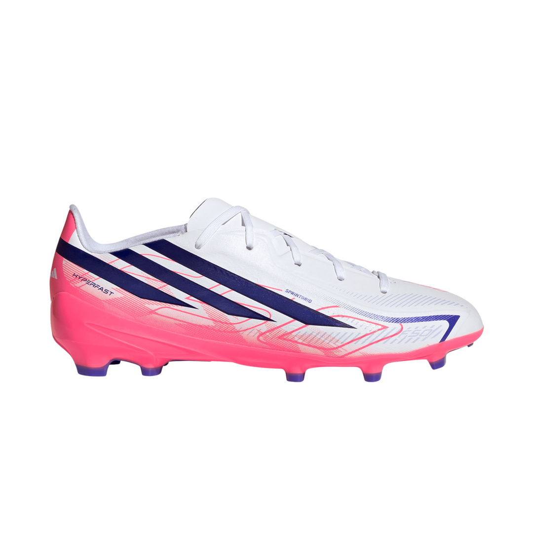 Kids F50 Hyperfast League FG- Footwear White/Solar Purple/Solar Turbo