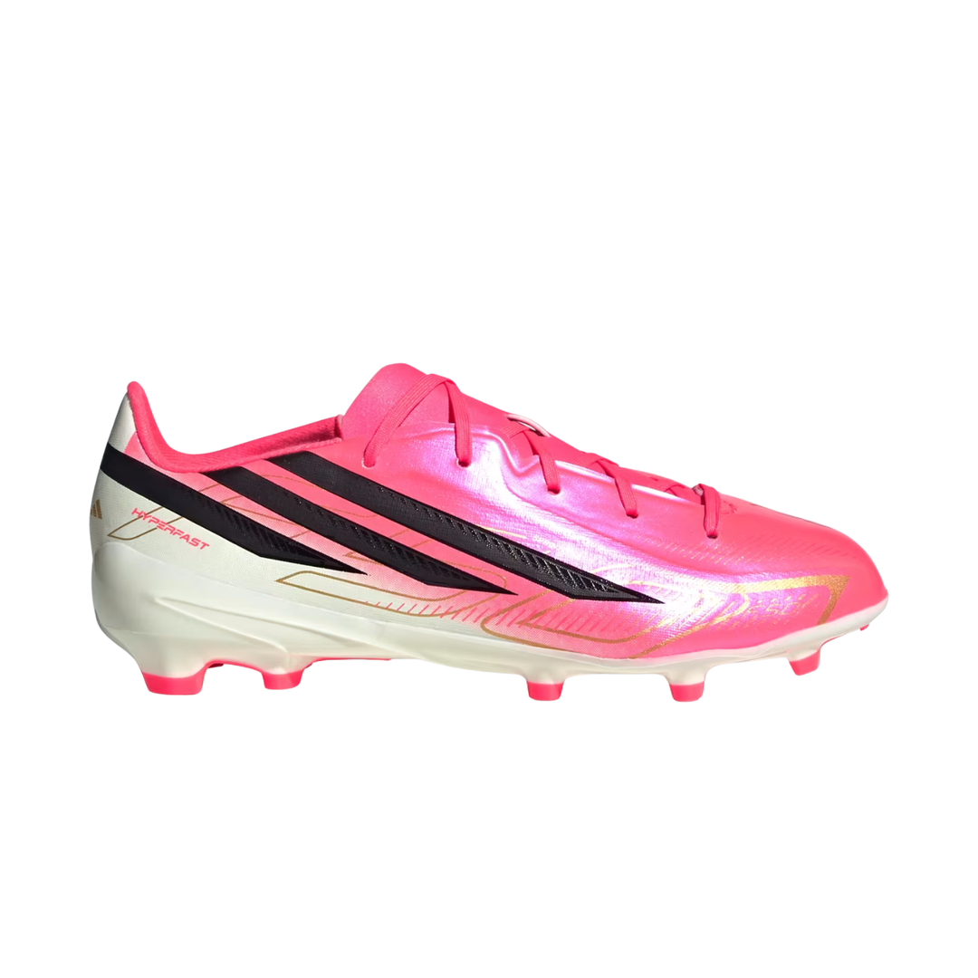 Kids F50 Hyperfast League FG - Solar Turbo / Core Black / Gold Metallic