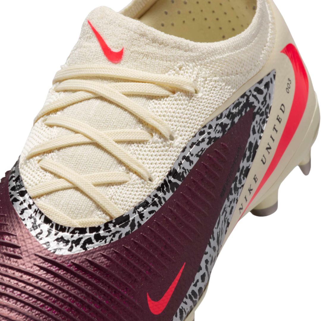 Jr Phantom 6 Low Pro FG NU 3 - Burgundy Crush/Fossil/University Red by Nike at NUMBER 10 - Buy Now!