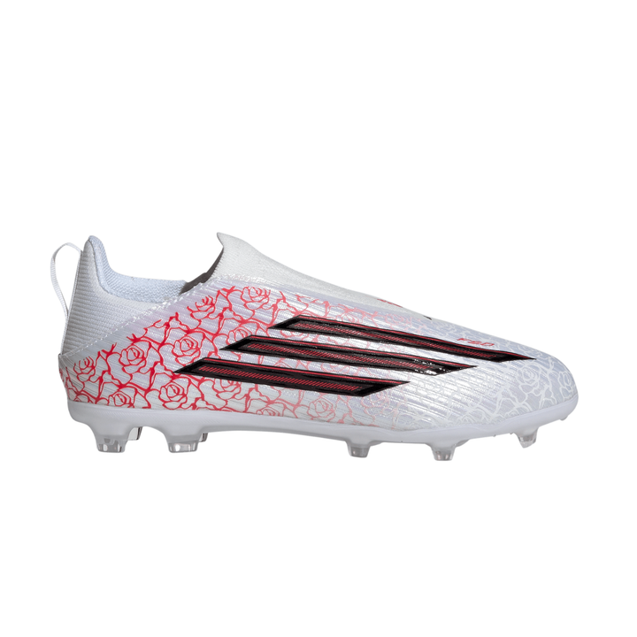 Kids F50 League LL FG/MG ‘LY’ - Footwear White/Core Black/Lucid Red by adidas at NUMBER 10 - Buy Now!