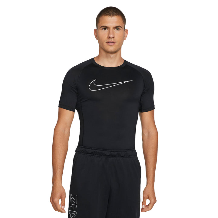 Pro Dri-Fit Tight Top SS Black/White - Nike - NUMBER 10